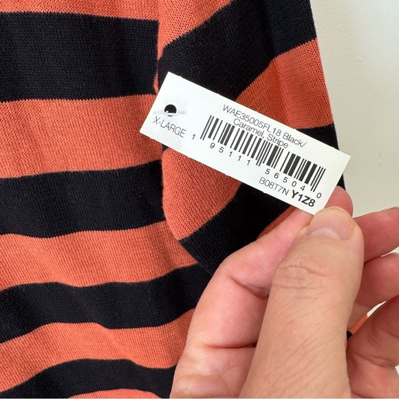 Amazon Essentials Long-Sleeve V-Neck Sweater - Black Orange Striped - XL -NWT - Picture 4 of 6